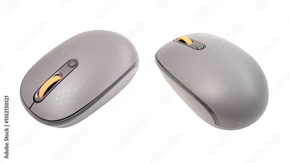 Grey wireless computer mouse isolated on a transparent background Grey wireless computer mouse isolated on a transparent background