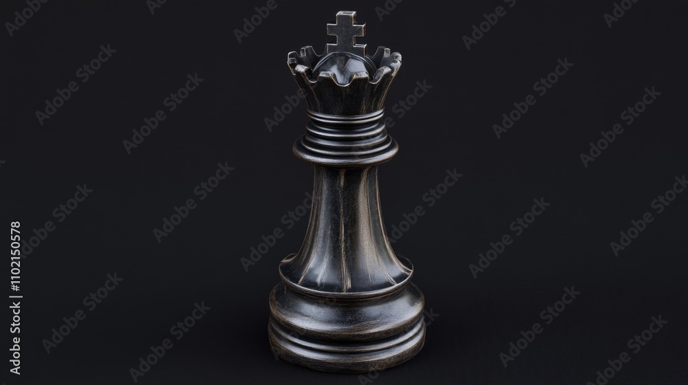 Sleek Black Chess Queen Piece Close-Up Shot on Dark Background Sleek Black Chess Queen Piece Close-Up Shot on Dark Background