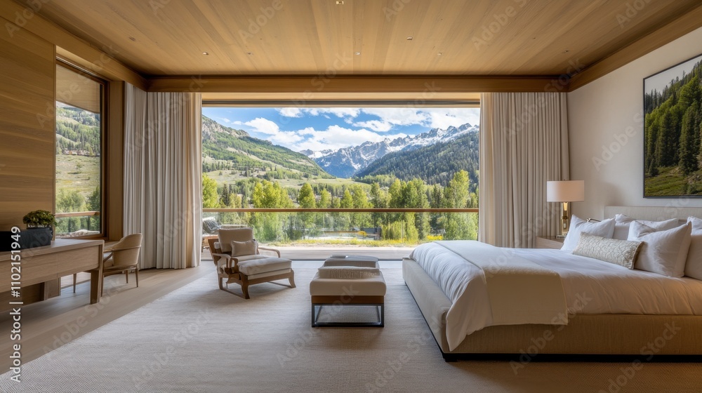 Serene Mountain Retreat Bedroom with Stunning Nature View Serene Mountain Retreat Bedroom with Stunning Nature View
