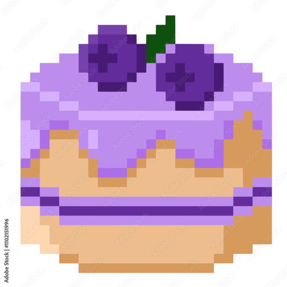 Fototapeta premium blueberry cake in pixel art. set