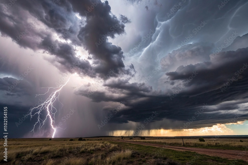 A vast expanse of dark turbulent clouds and lightning stretching across the sky creating an intense atmosphere, dramatic landscape, atmospheric storm, dark sky, lightning storm, intense weather A vast expanse of dark turbulent clouds and lightning stretching across the sky creating an intense atmosphere, dramatic landscape, atmospheric storm, dark sky, lightning storm, intense weather