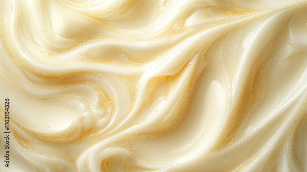 Creamy swirls of pale yellow lotion texture background Creamy swirls of pale yellow lotion texture background
