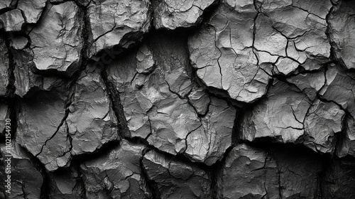 Close-up of cracked tree bark texture with natural patterns and details