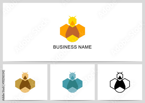 Geometric Hexagon Honey Drip Bee Overlay Transparent Logo Design