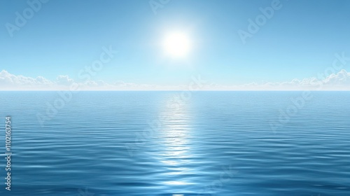 Wallpaper Mural Calm ocean waters reflecting sunlight on a clear day with minimal clouds in the sky Torontodigital.ca