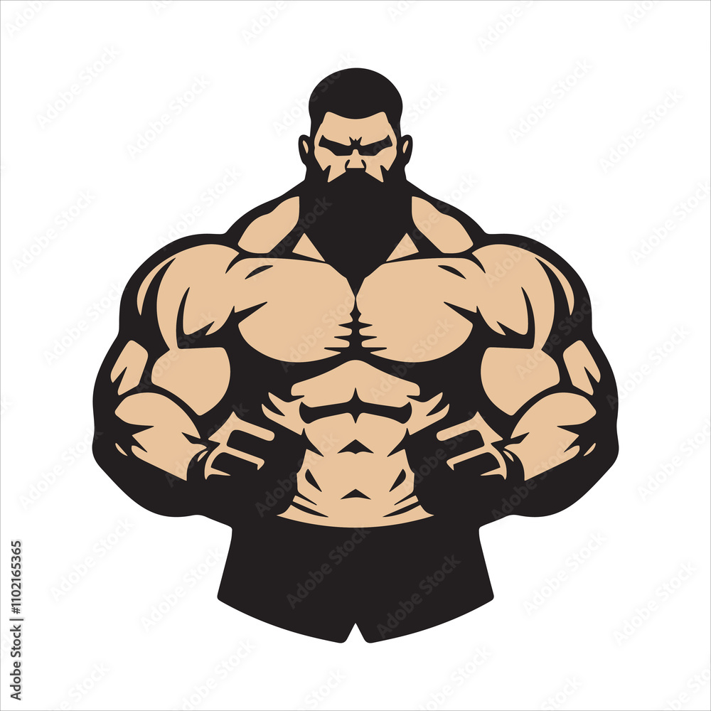 Fototapeta premium Bodybuilder cartoon style icon illustration vector