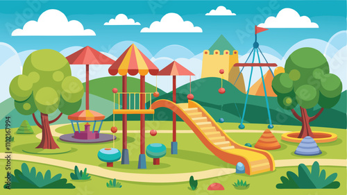 parque con atracciones de jugar vector art