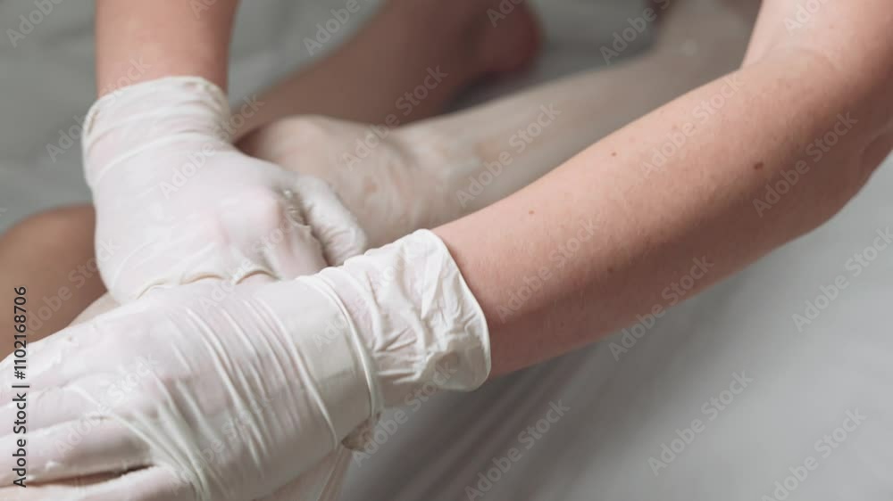 Professional body waxing procedure at a wellness center Professional body waxing procedure at a wellness center