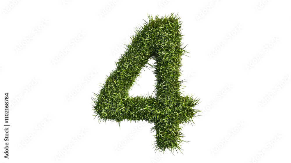vibrant green number four made of grass, symbolizing nature and growth. Perfect for eco friendly themes and designs vibrant green number four made of grass, symbolizing nature and growth. Perfect for eco friendly themes and designs