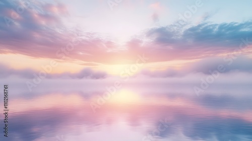 Serene Sunrise Over Misty Lake Water Reflections