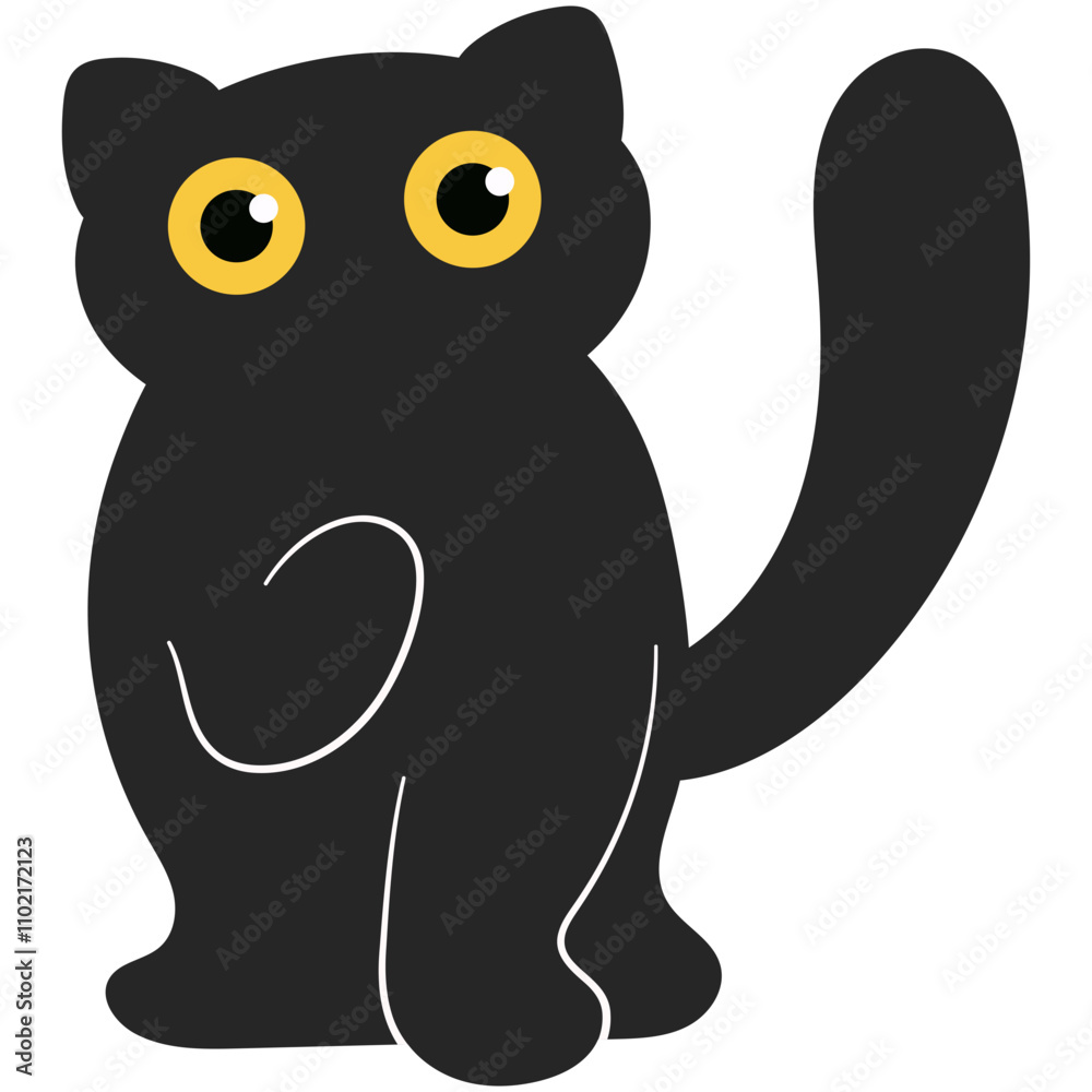 Obraz premium Cute cartoon black cat.
