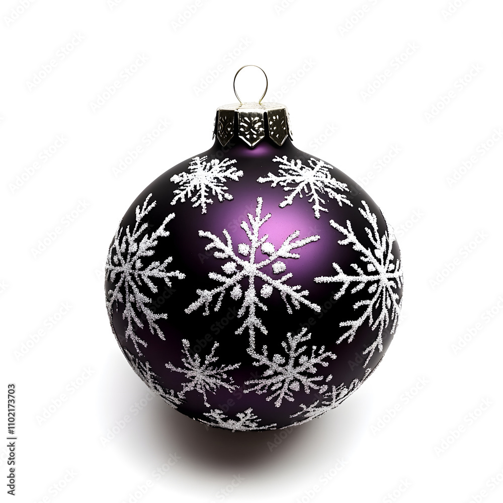 Deep purple bauble with frosty white etchings, perfect for festive decor Deep purple bauble with frosty white etchings, perfect for festive decor