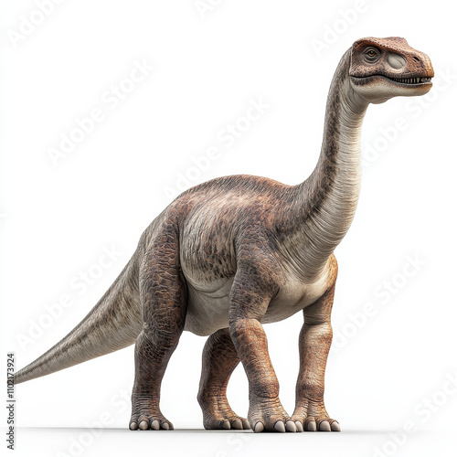 artistic representation of Hadrosaurus dinosaur, showcasing its unique features and textures against clean white background. This captures essence of prehistoric life