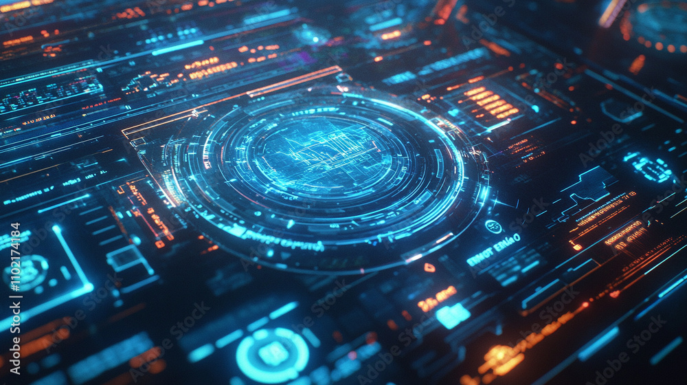 abstract technology concept modern Futuristic core hud concept with electronic circuit, radiating neon lights circuits, A futuristic digital vortex with intricate neon circuitry and geometric lines. abstract technology concept modern Futuristic core hud concept with electronic circuit, radiating neon lights circuits, A futuristic digital vortex with intricate neon circuitry and geometric lines.