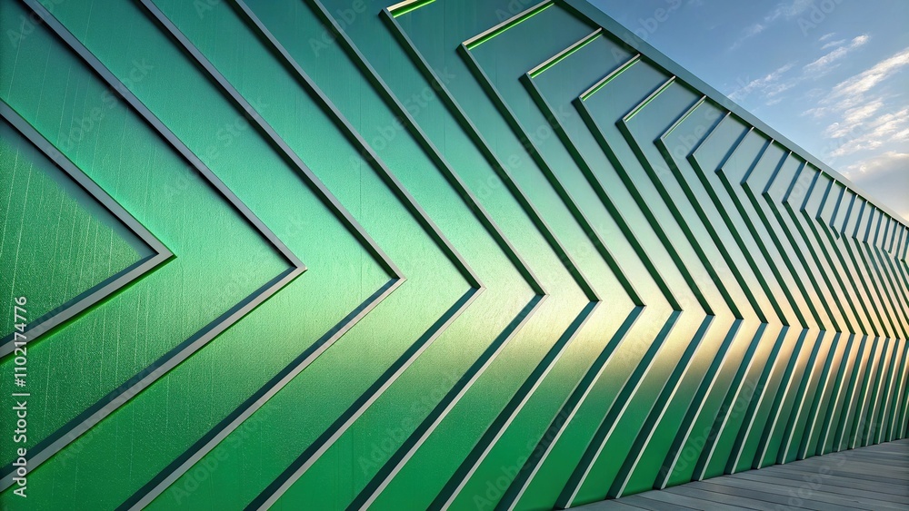 Obraz premium Metallic green diagonal lines with gradient effect, diagonal lines, abstract patterns, digital art