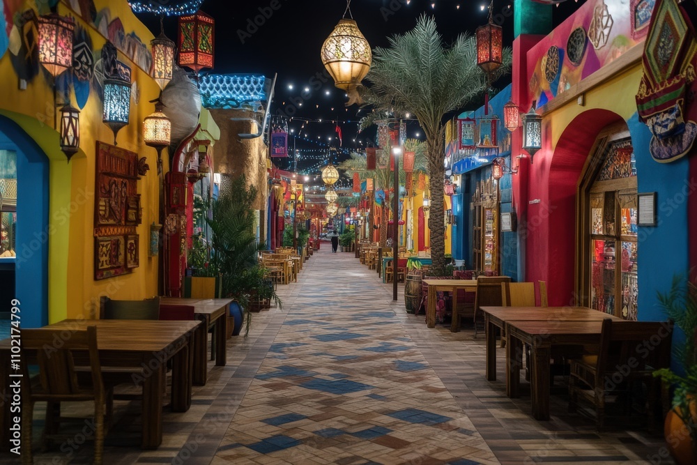 Naklejka premium Global Village: A Multicultural Celebration of Dining, Entertainment, and Shopping in Dubai