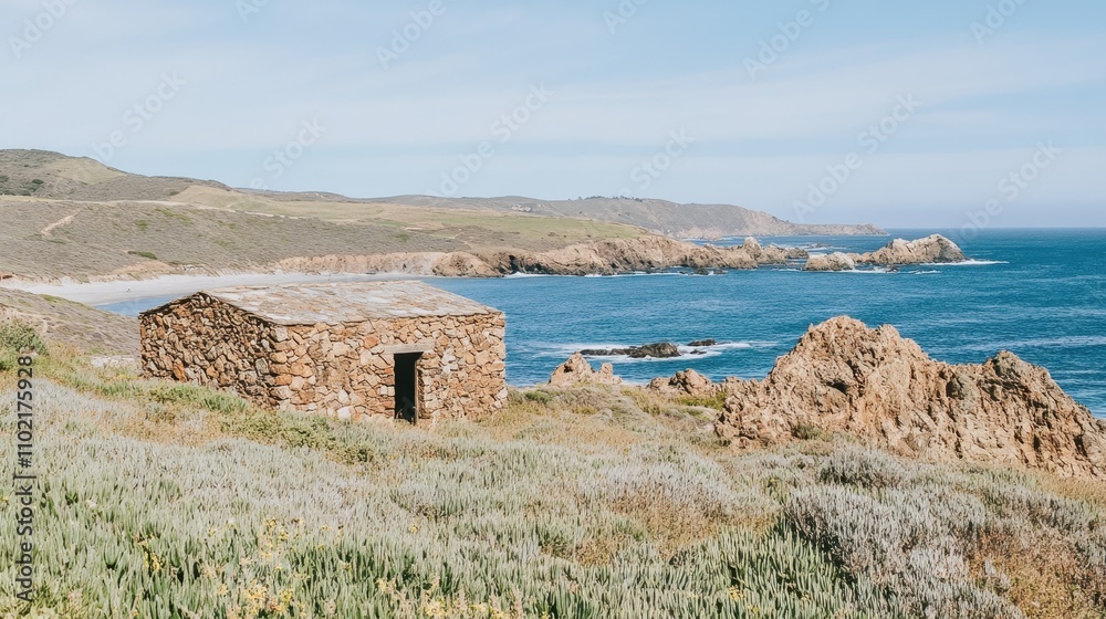 Coastal Ruins with Ocean Landscape in the Background Coastal Ruins with Ocean Landscape in the Background