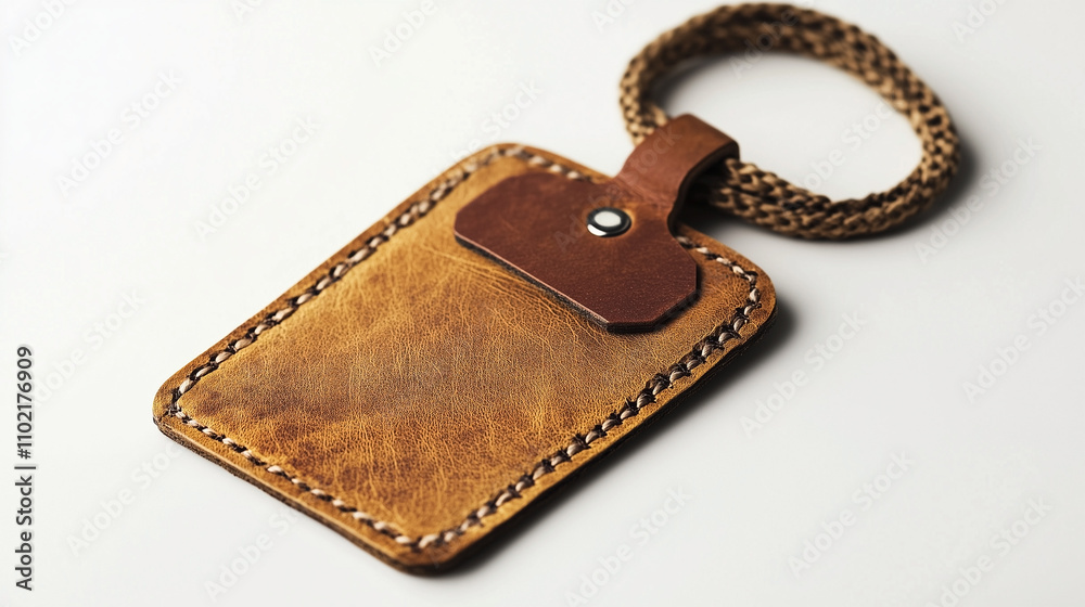 A brown leather wallet with a brown leather strap A brown leather wallet with a brown leather strap