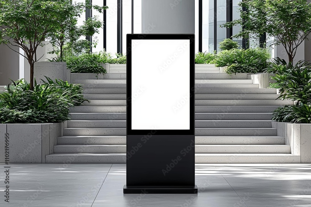 Blank digital screen sign mockup in the urban environment