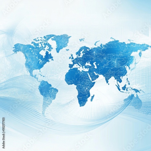 Abstract World Map Background in Blue Tones