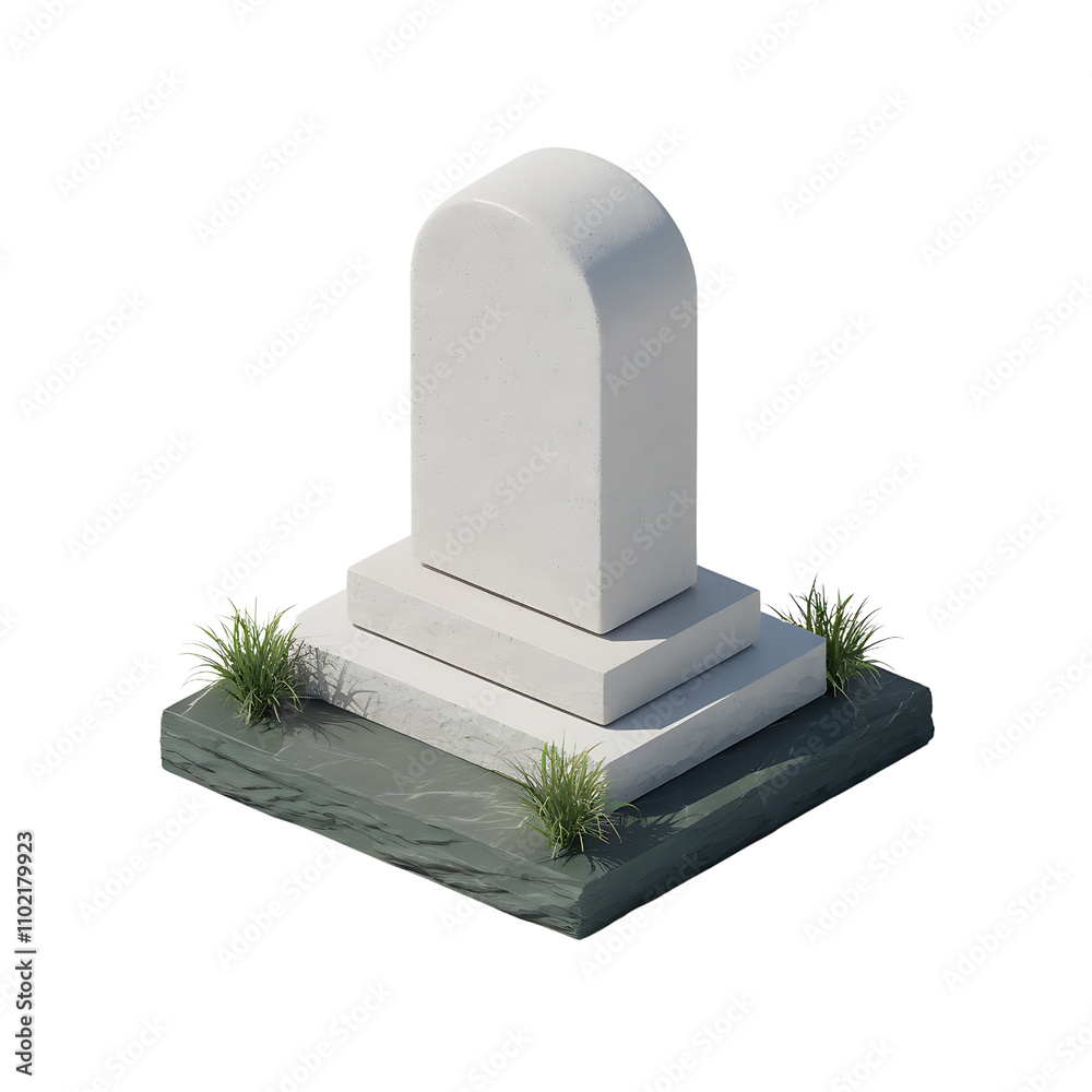 Minimalist Grave Headstone isolated on transparent background