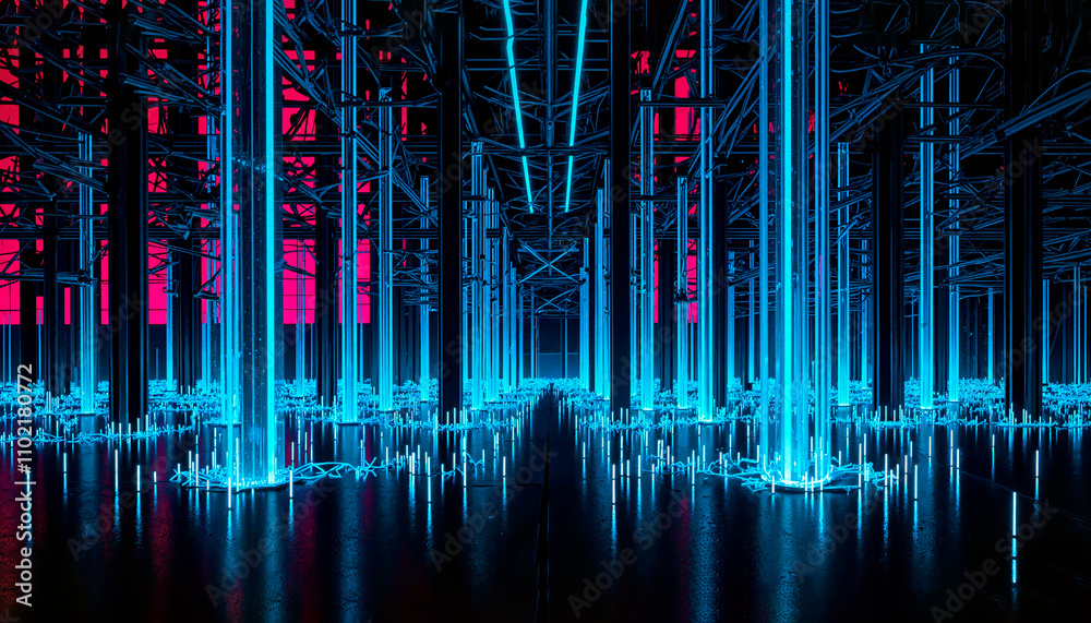 A good background with glowing neon grid for futuristic projects.
