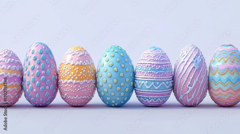 Colorful pastel Easter eggs with patterns. Colorful pastel Easter eggs with patterns.