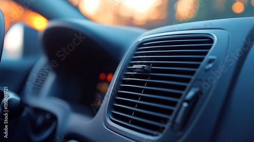 Sleek Car Interior with Modern Air Vents and Sunset Reflections : Generative AI photo