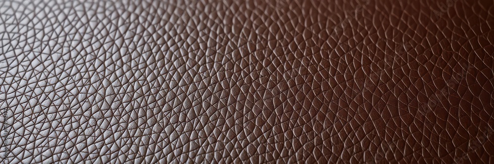 Close-up image of a dark brown textured leather surface, fashion, glossy Close-up image of a dark brown textured leather surface, fashion, glossy