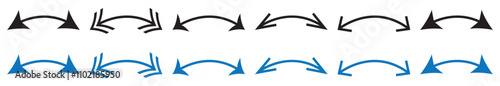 Dual semi-circle arrow set - Thin, curved, double-ended design