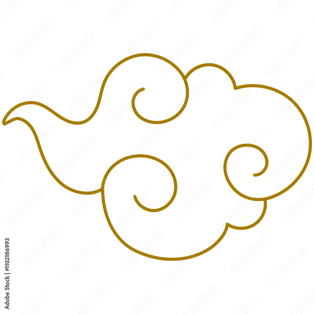 Golden Chinese clouds line. Collection of gold clouds in Chinese style. Golden Chinese clouds line. Collection of gold clouds in Chinese style.