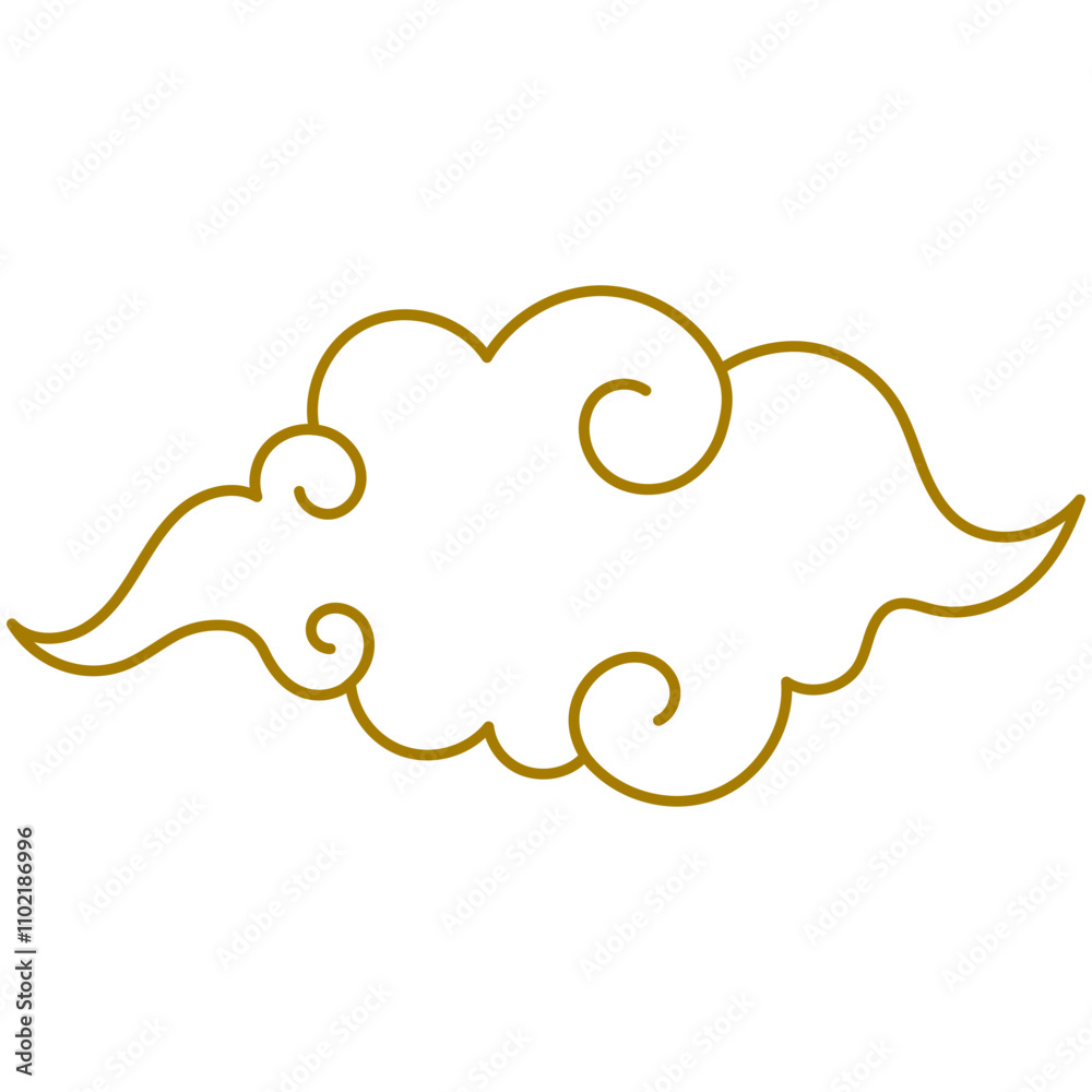 Golden Chinese clouds line. Collection of gold clouds in Chinese style. Golden Chinese clouds line. Collection of gold clouds in Chinese style.