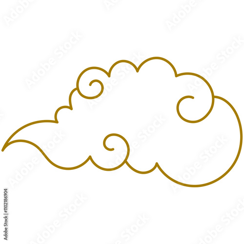 Golden Chinese clouds line. Collection of gold clouds in Chinese style.