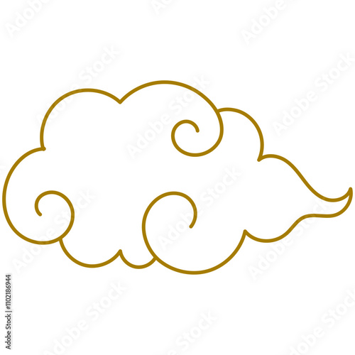 Golden Chinese clouds line. Collection of gold clouds in Chinese style.
