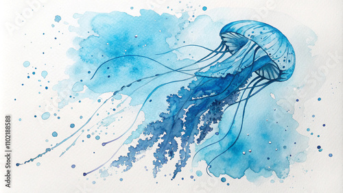Jellyfish on blue background