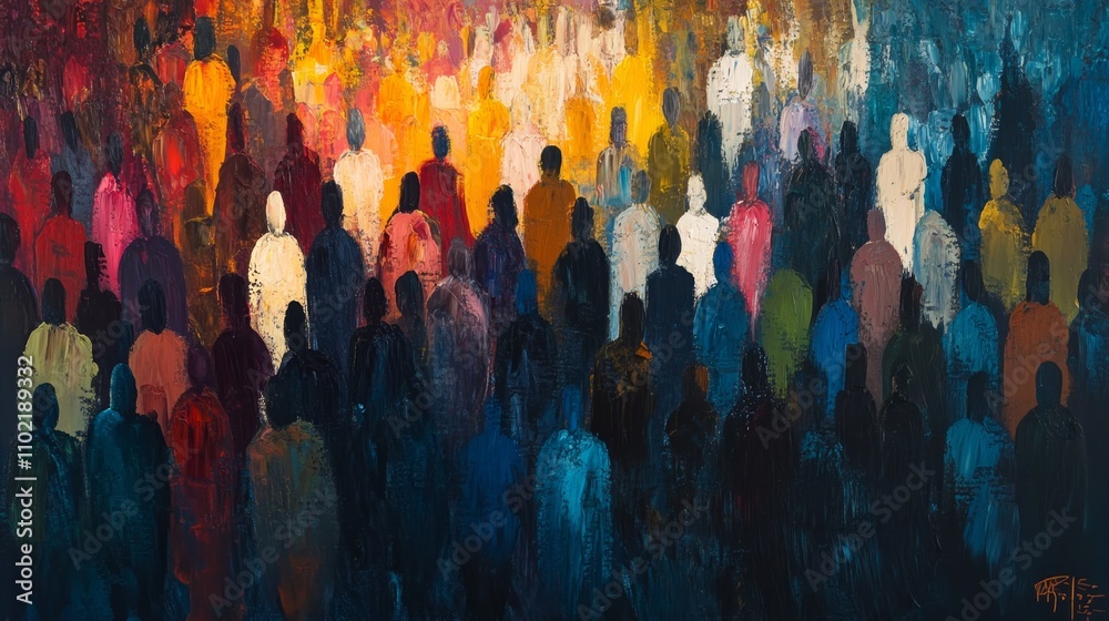 many people walking together on bustling street,
multicultural people and diversity concept, oil painting abstract impressionism design artful illustration many people walking together on bustling street,
multicultural people and diversity concept, oil painting abstract impressionism design artful illustration