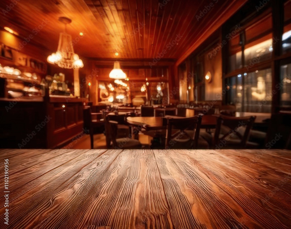 Wooden board empty table in front of blurred background Mockup restaurants, Kitchen Wooden board empty table in front of blurred background Mockup restaurants, Kitchen