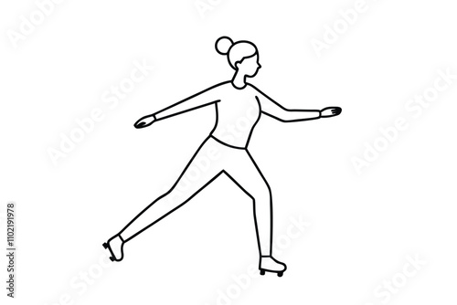 Women skater line art vector illustration