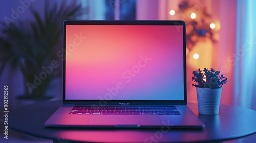 Laptop Screen Mockup Gradient Background