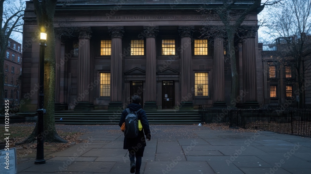 Historic University Campus Building at Nightfall Historic University Campus Building at Nightfall