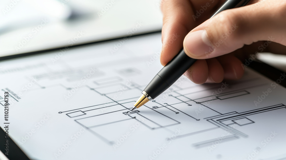 hand holding pen is drawing technical diagrams on tablet screen, showcasing precision and creativity in design hand holding pen is drawing technical diagrams on tablet screen, showcasing precision and creativity in design