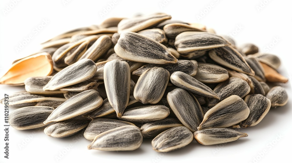 A Pile Of Shelled Sunflower Seeds On White A Pile Of Shelled Sunflower Seeds On White