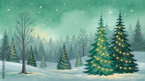 Christmas tree in the snow Background 