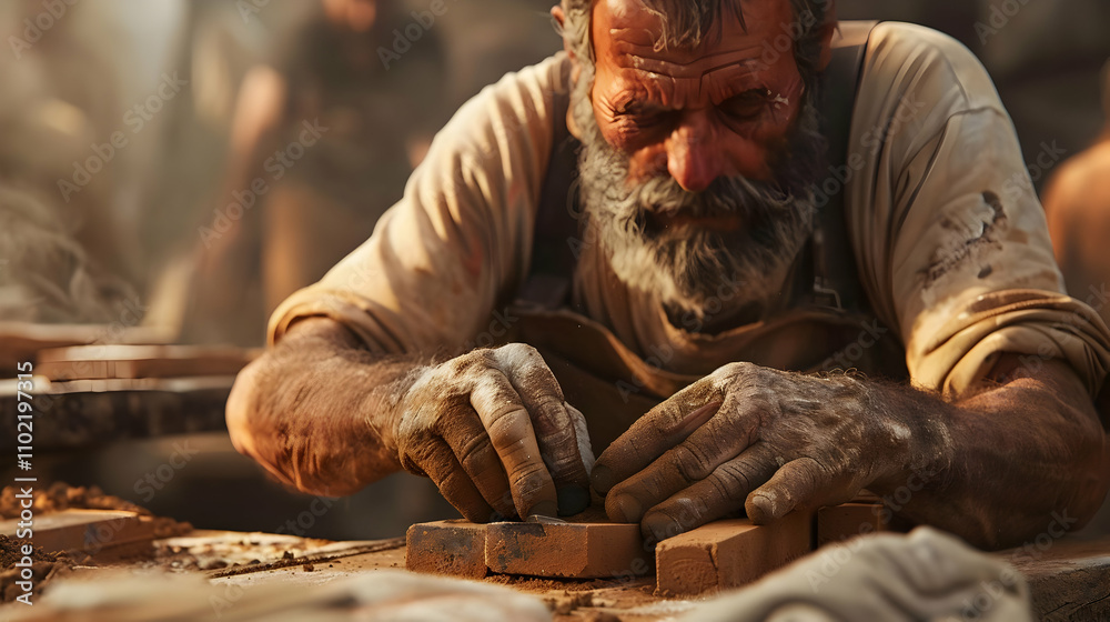 Artisan Bricklayer at Work: A Realistic Image Artisan Bricklayer at Work: A Realistic Image