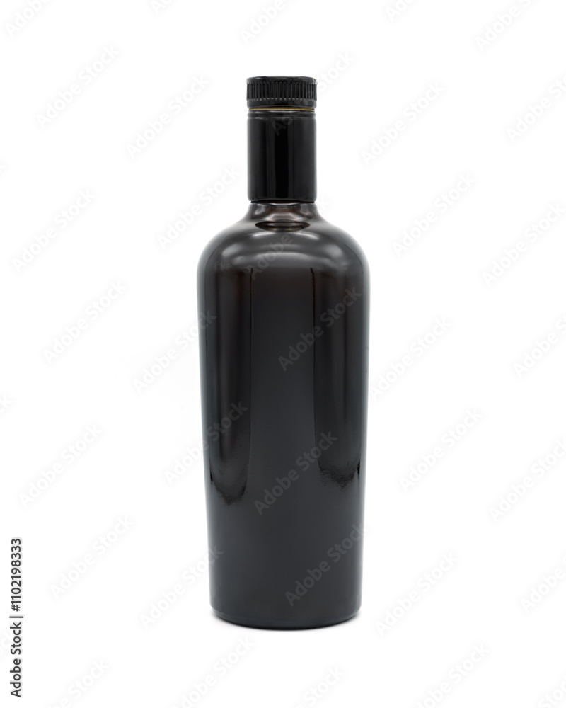 Black Glass Bottle Mockup with Screw Cap Isolated on White Background Black Glass Bottle Mockup with Screw Cap Isolated on White Background