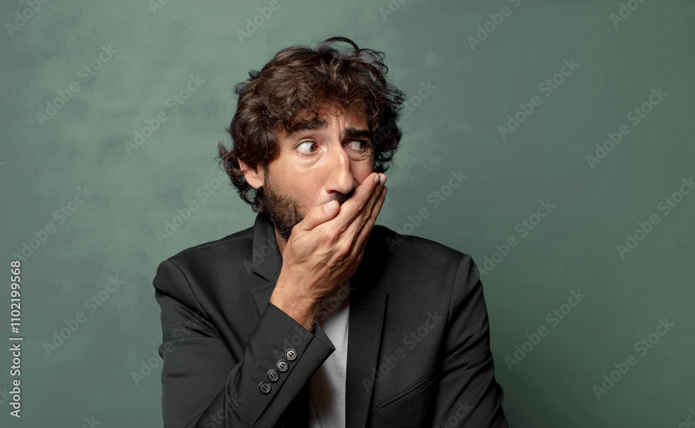 covering mouth with hands with a shocked, surprised expression, keeping a secret or saying oops covering mouth with hands with a shocked, surprised expression, keeping a secret or saying oops