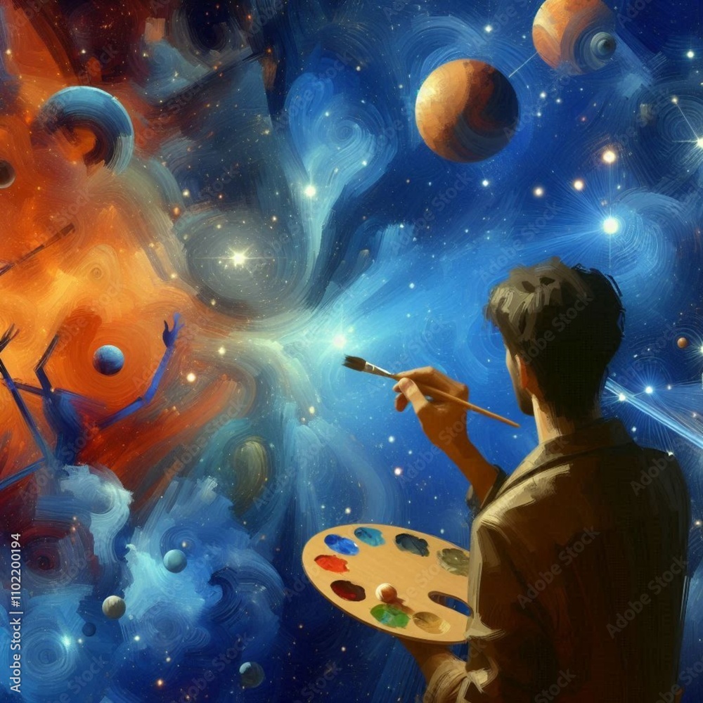 Fototapeta premium A artist creating the universe 