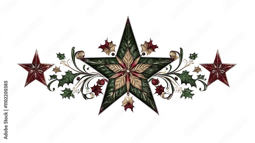 Obraz premium A decorative Christmas star border that can be used in digital designs, adding a festive touch to any project.