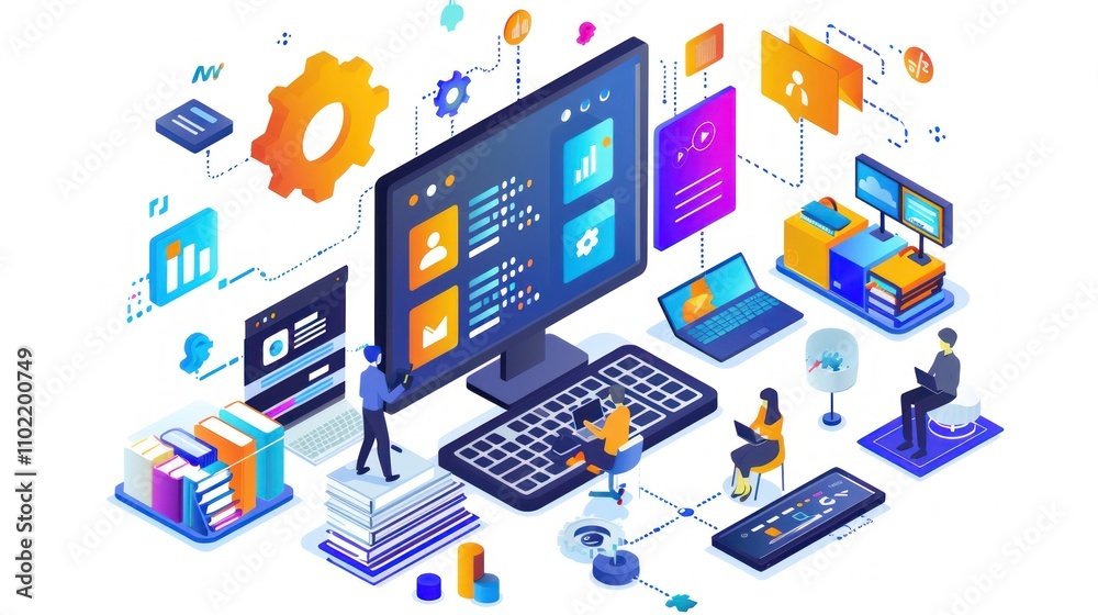 Digital teamwork, data analysis, and technology integration.
