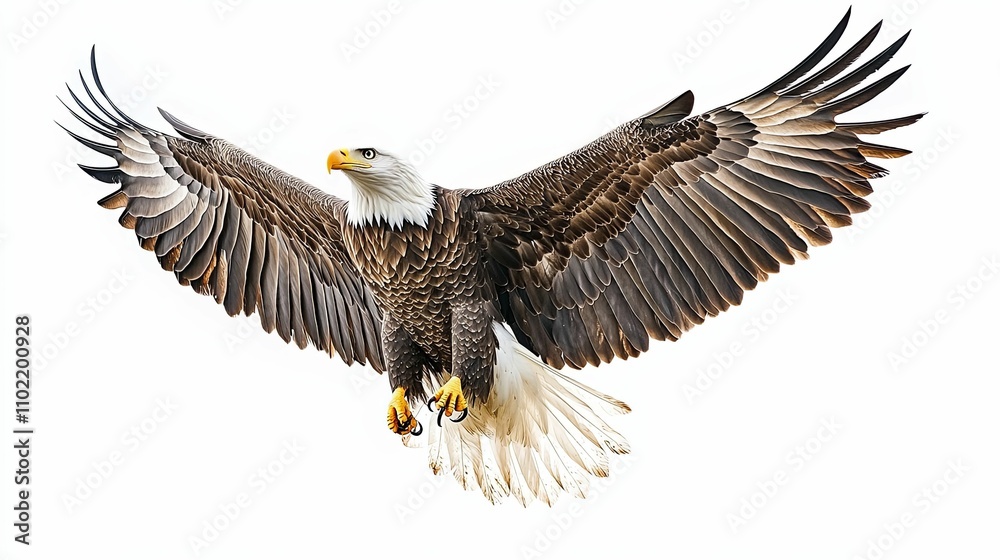 Fototapeta premium Majestic Bald Eagle Soaring With Wings Spread Wide
